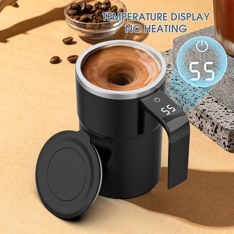 Intelligent Coffee Cup with Lid, 1/3 Counts Automatic Stirring Cup with Temperature Display, USB Rechargeable Stirring Cup for Coffee, Tea, Hot Chocolate, Gift